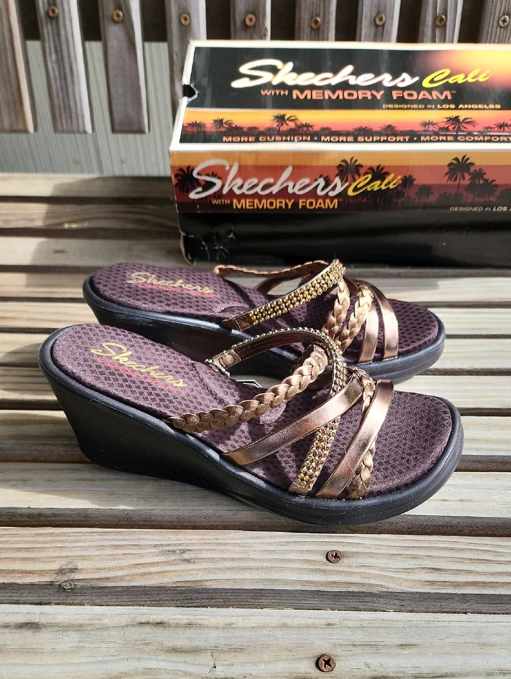 Skechers NIB Ladies Cali Rambler Wedge Sandals - Picture 2 of 4